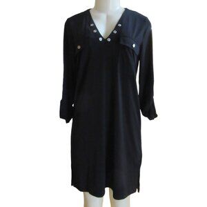 New w Tags, Michael Kors Black Shirt Style Long Sleeve Dress in Sz Medium